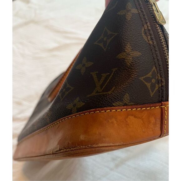 Louis Vuitton Alma PM Monogram Canvas Satchel Handbag Brown Vintage LV Top Handl - Picture 7 of 14